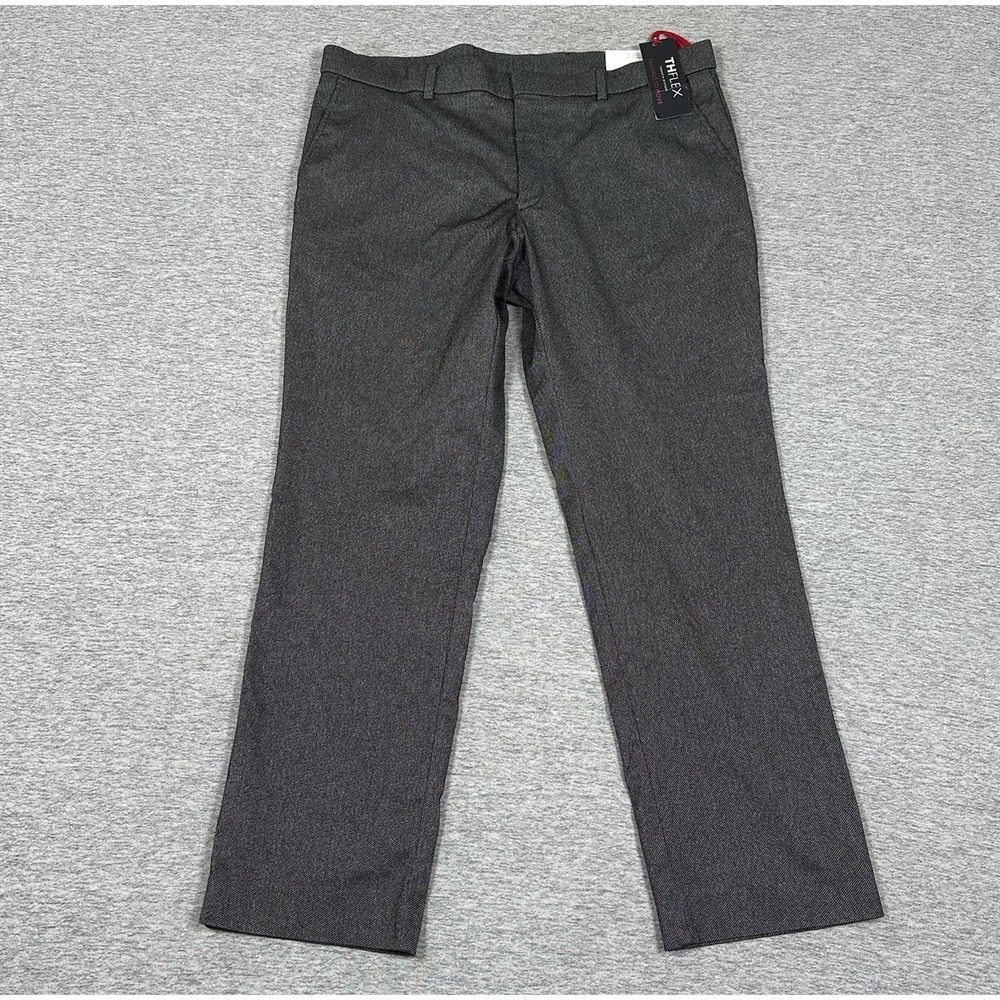 Tommy Hilfiger Pants Mens Size 36x29 Black White TH Flex Stretch City Preppy NEW